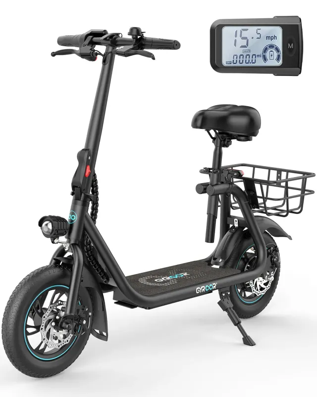 Gyroor C1 trottinette électrique Orange avec siège et panier