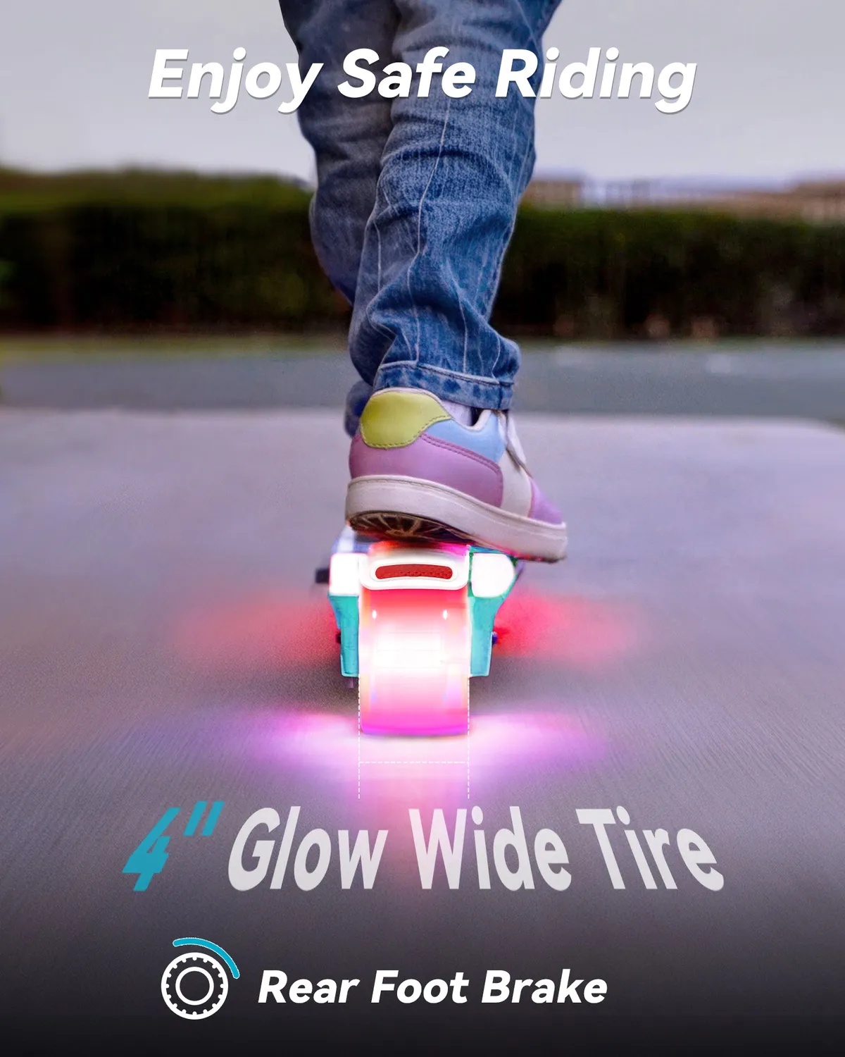 Gyroor trottinette électrique enfant bleu aqua 8 km/h LED