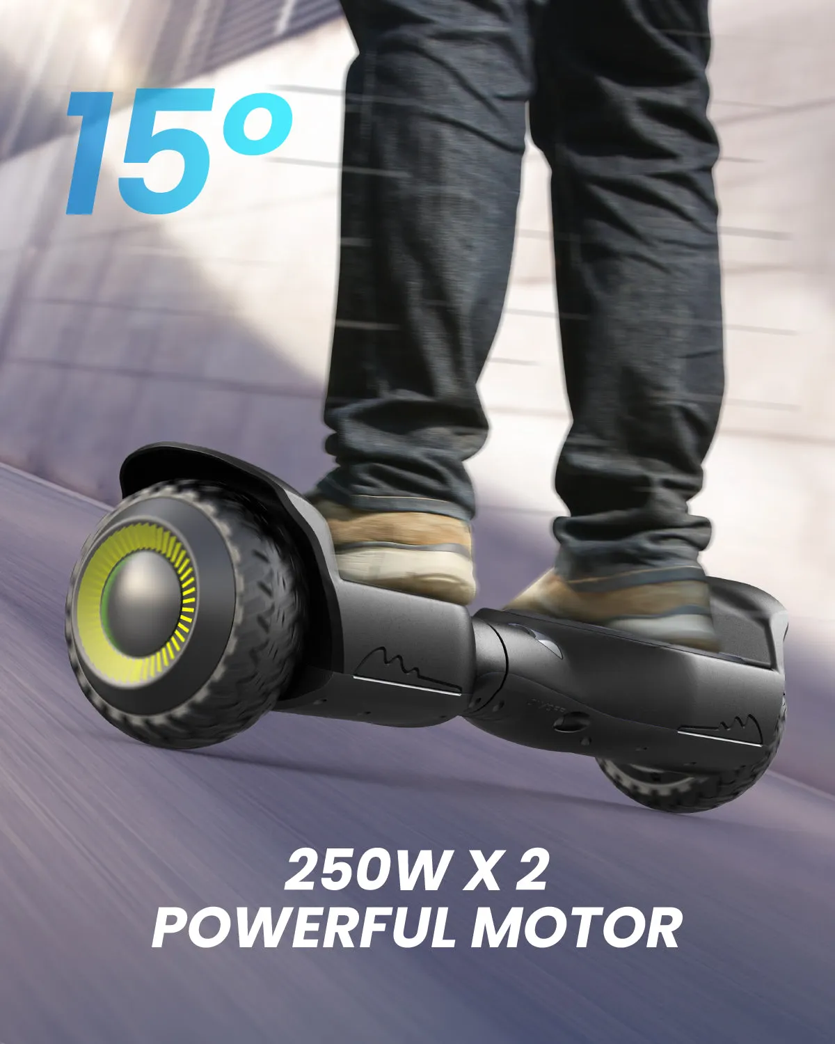 Gyroor G13 hoverboard tout-terrain Noir 6,5 pouces LED