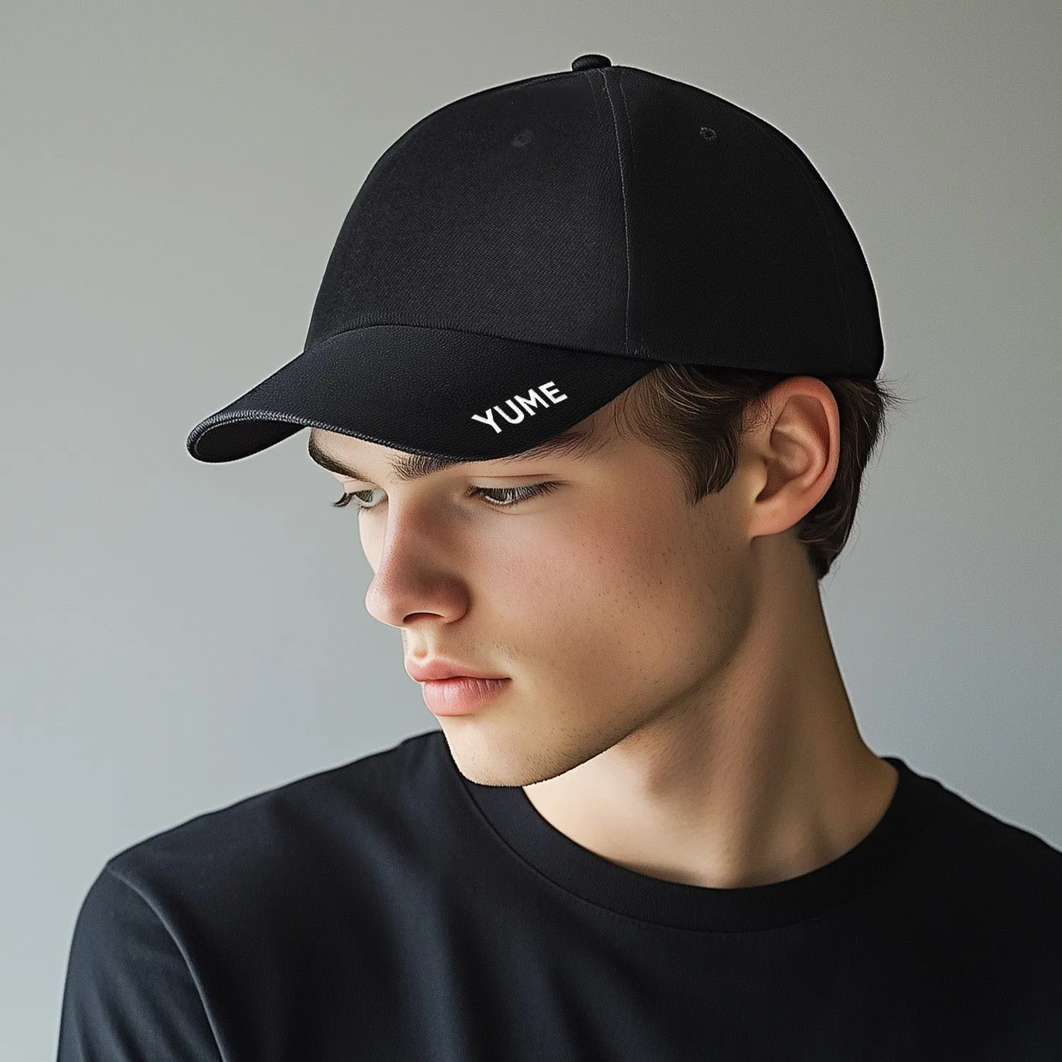 YUME casquette baseball brodée noire ajustable