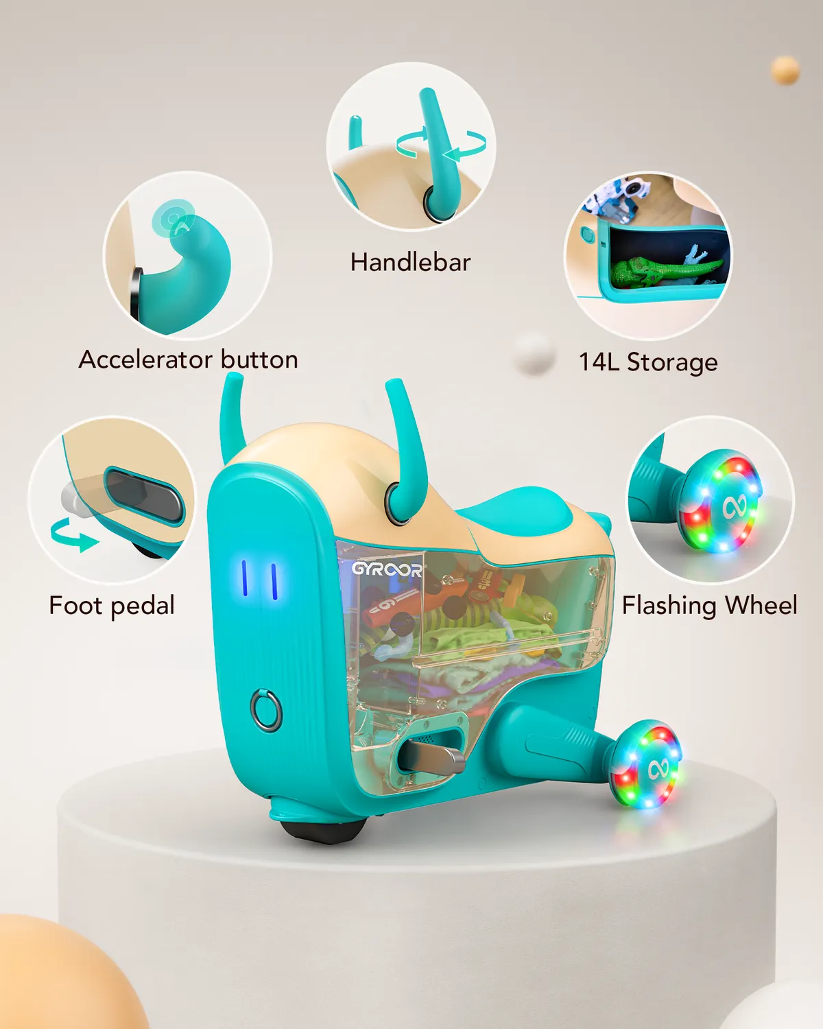 Gyroor GNU voiture électrique enfant 14 L 3 vitesses LED