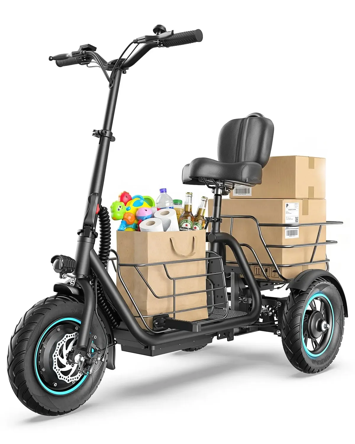 Gyroor C5 tricycle électrique 650 W panier 48 km