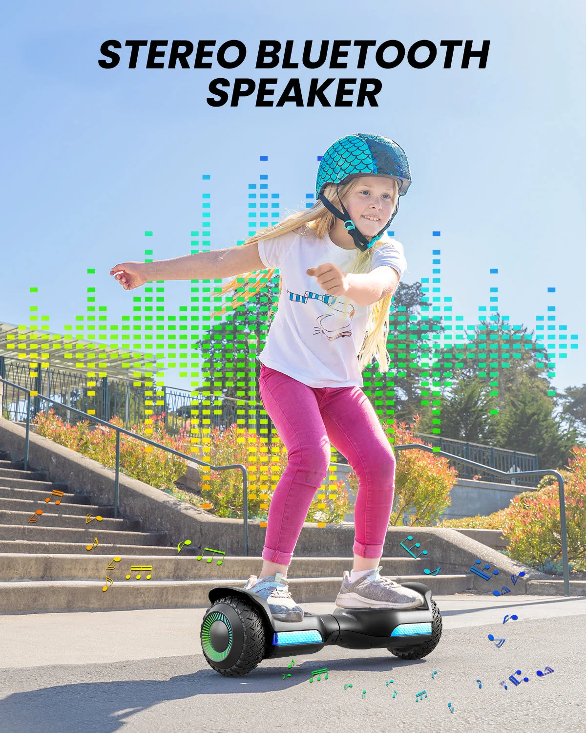 Gyroor G13 hoverboard tout-terrain Noir 6,5 pouces LED