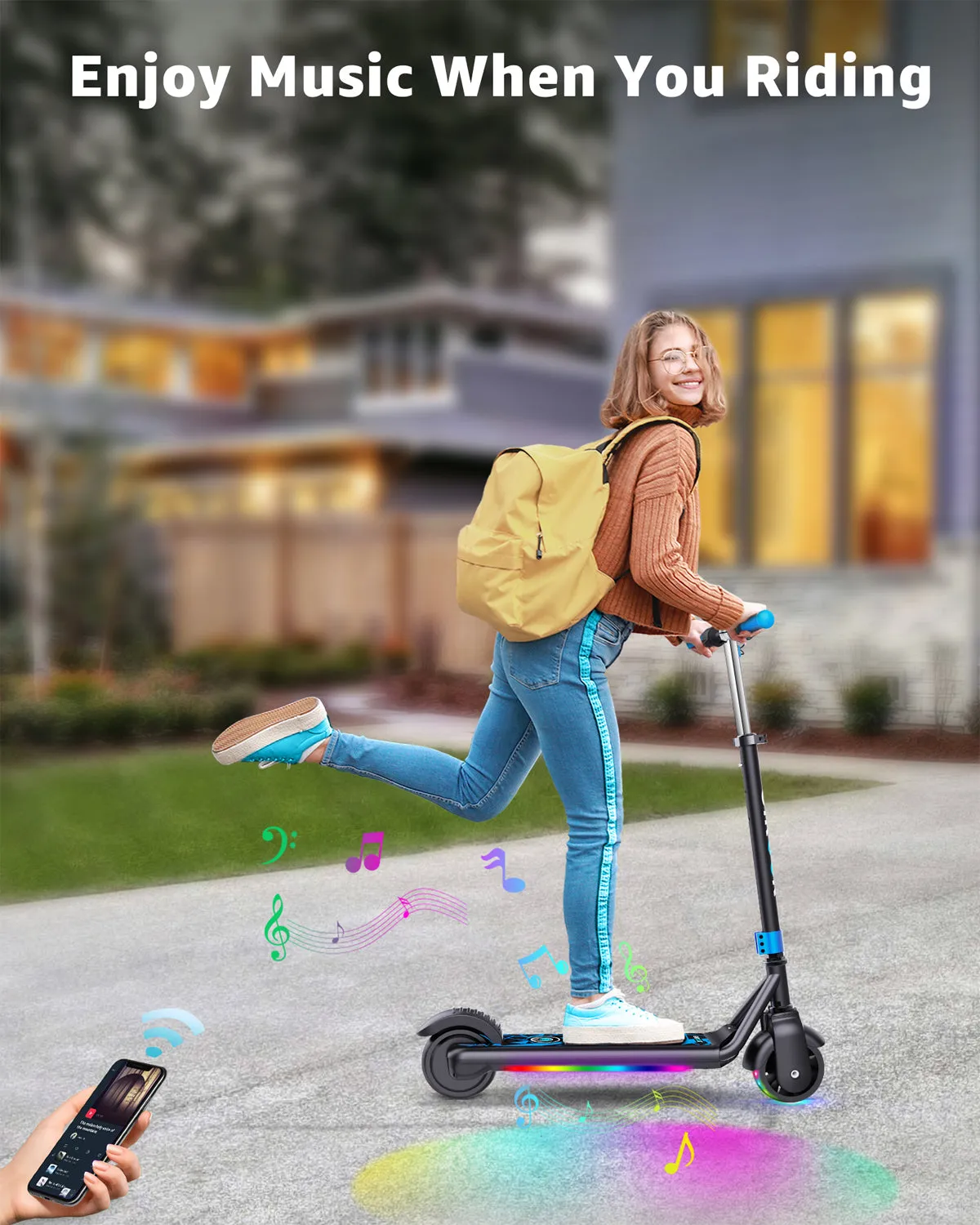 Gyroor H30 Max trottinette électrique enfant noir musique