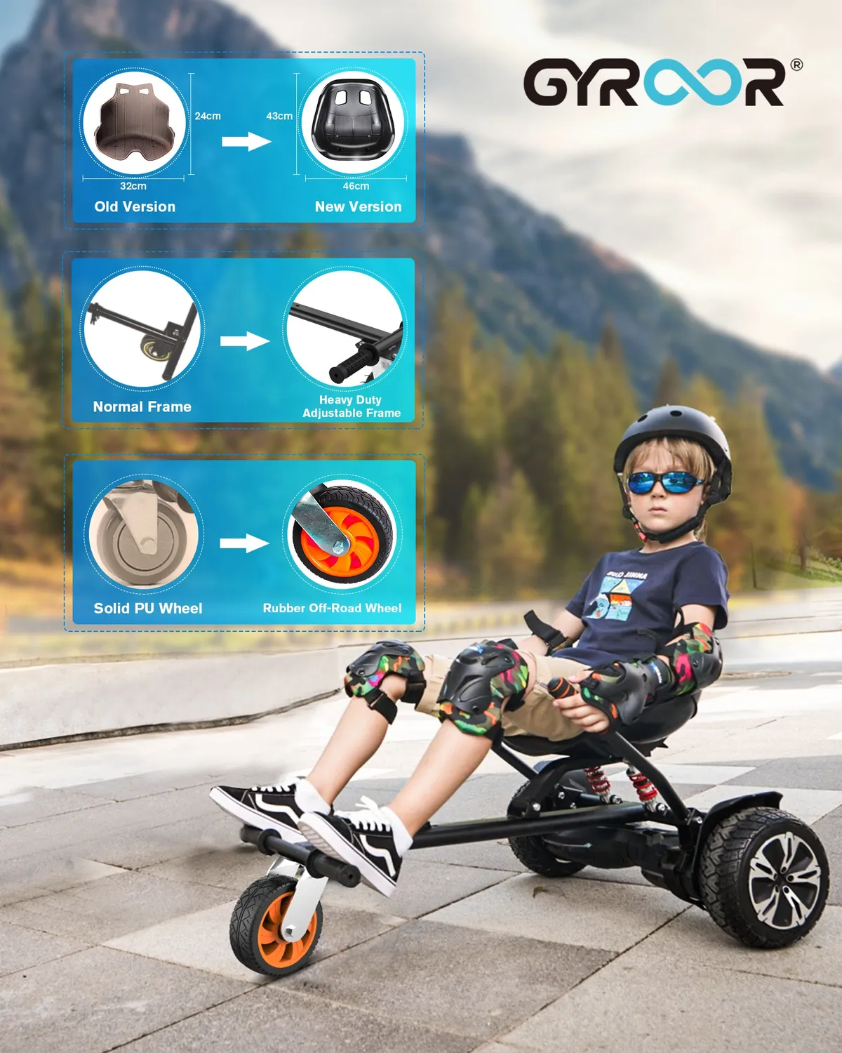 Gyroor kit kart hoverboard siège 6,5-10 pouces
