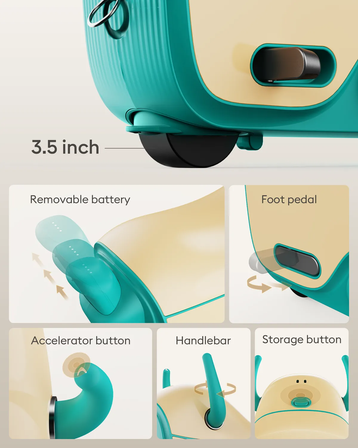 Gyroor GNU voiture porteur électrique enfant valise 14 L