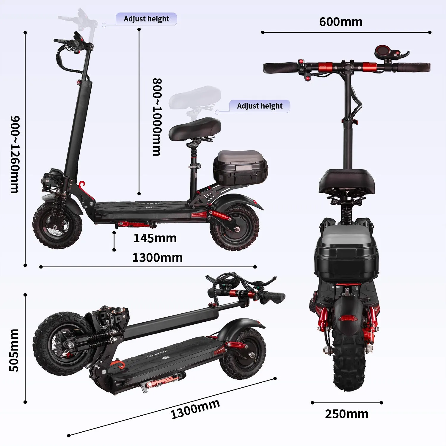 Teraysun T11MAX-13A trottinette électrique 1200W panier