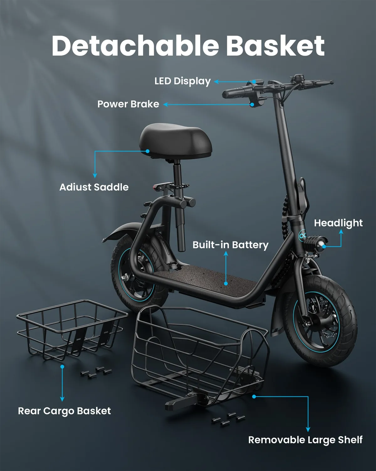 Gyroor C1S trottinette électrique avec siège 550W