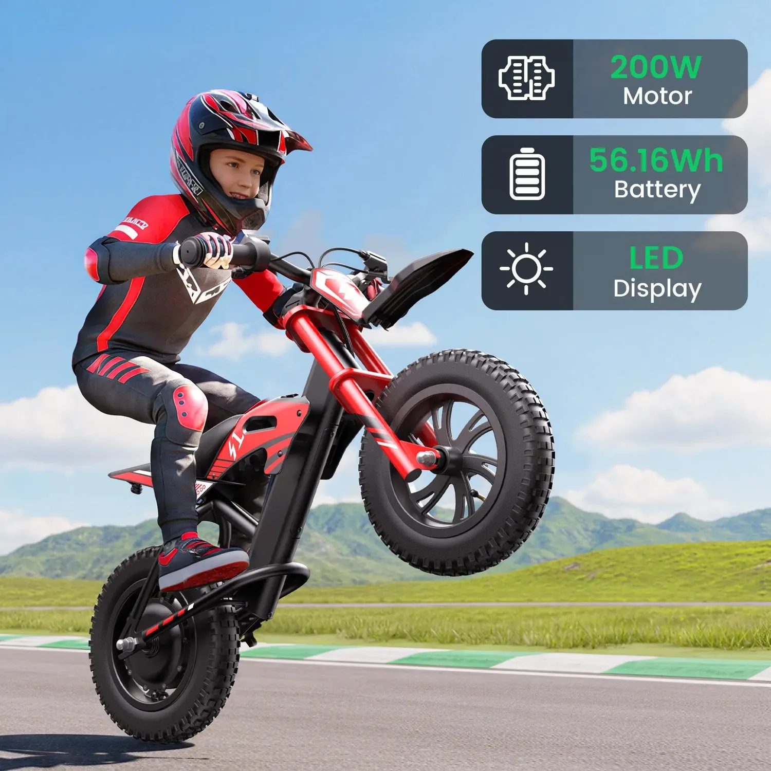 Gyroor S1 moto électrique enfant 200W rouge