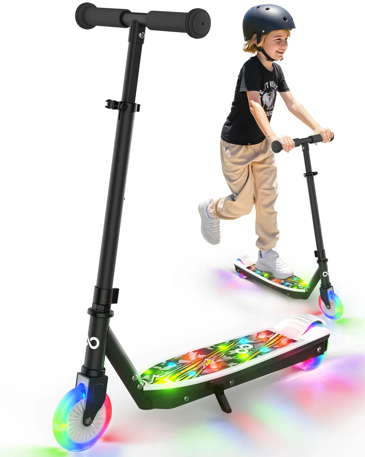 Gyroor trottinette électrique enfant bleu aqua 8 km/h LED