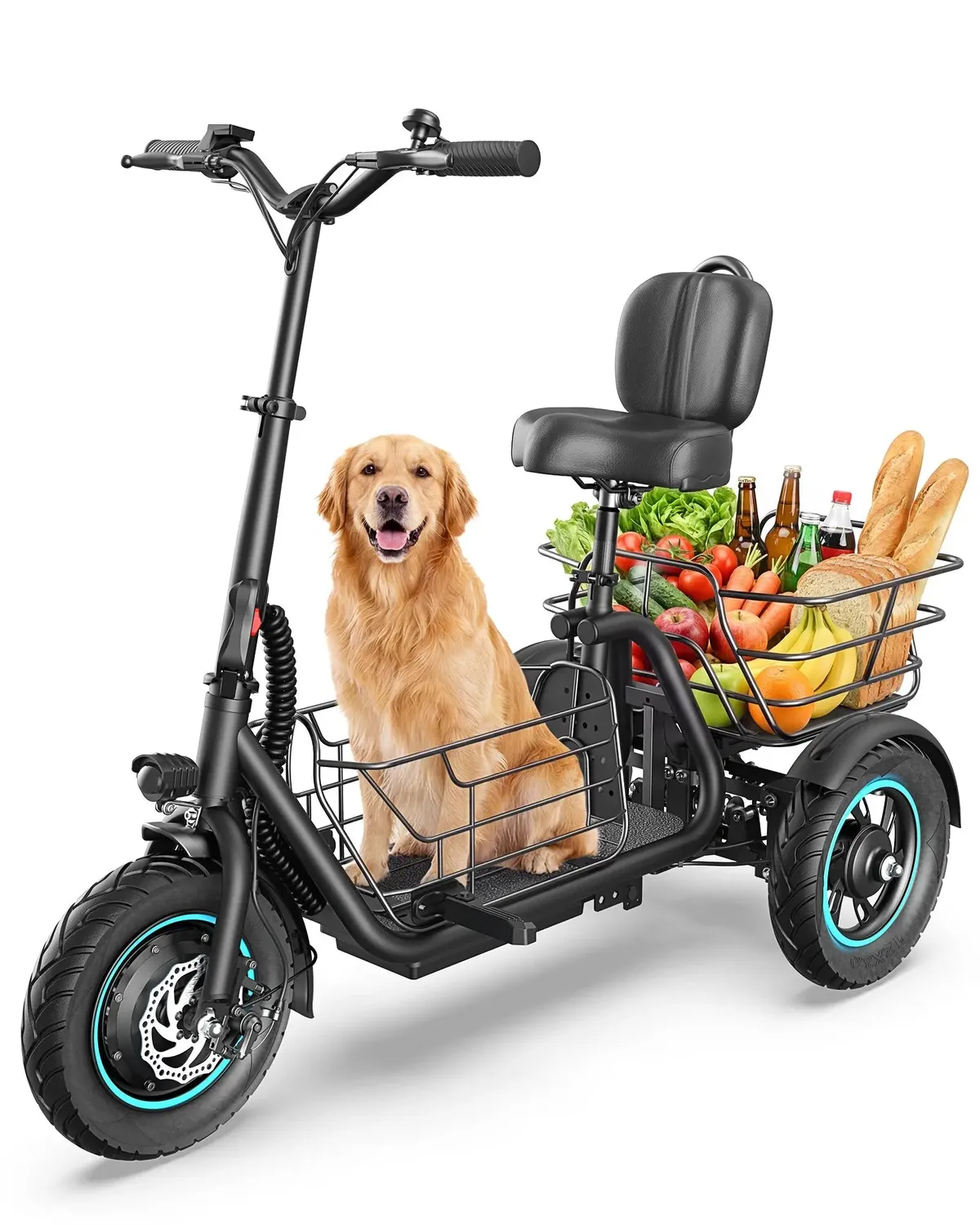 Gyroor C5 tricycle électrique 650 W panier 48 km