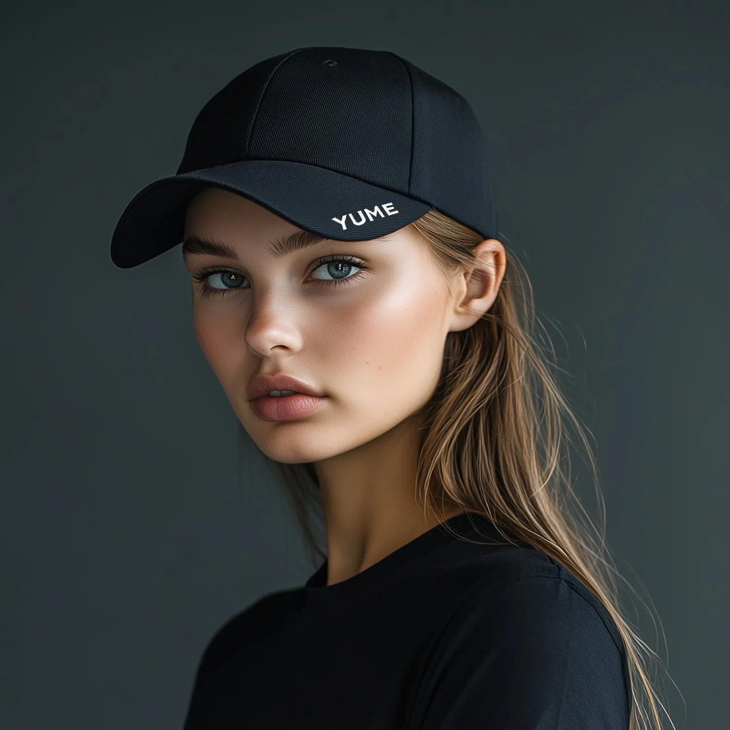 YUME casquette baseball brodée noire ajustable