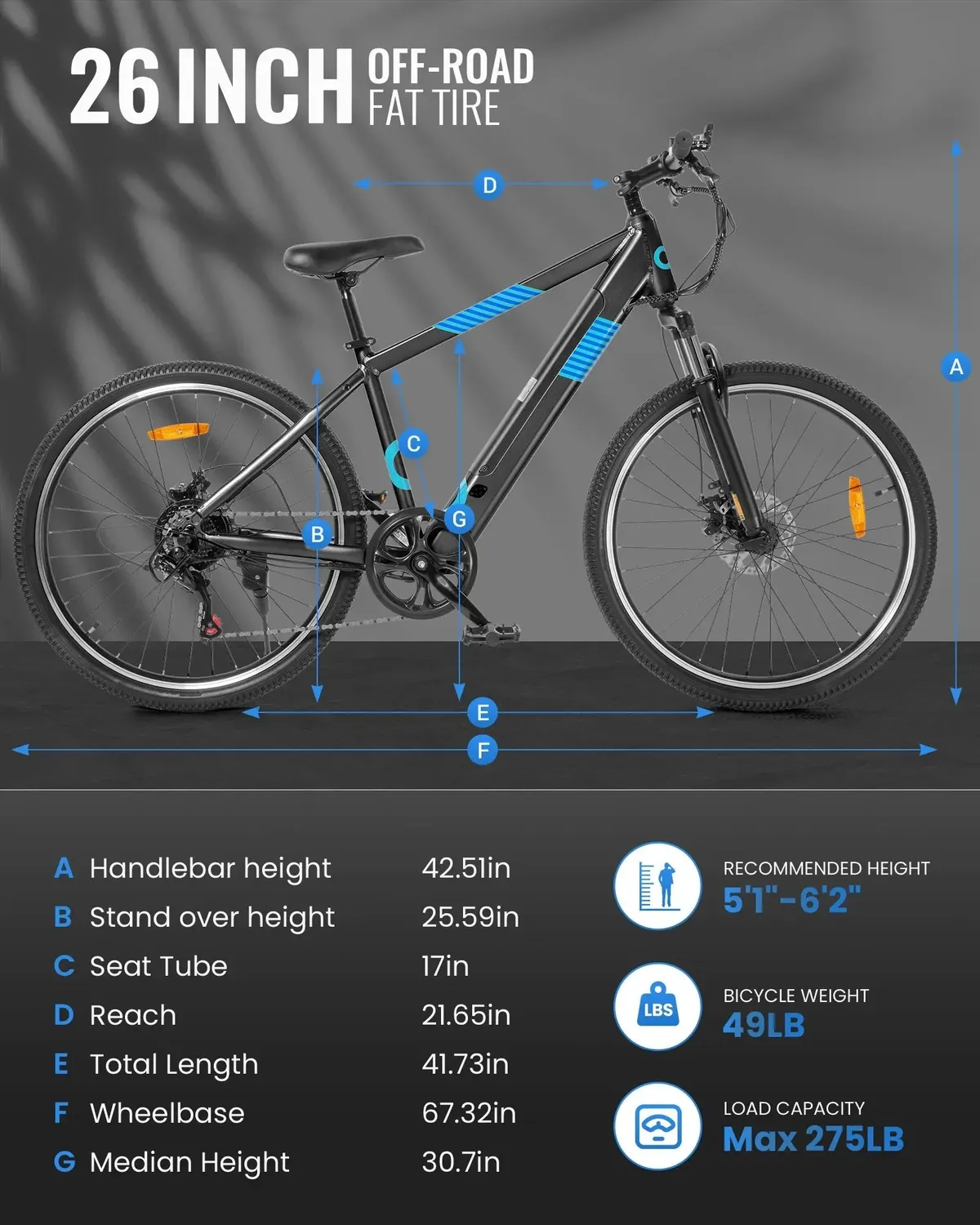 Gyroor EB262 vélo électrique 26 pouces 550W