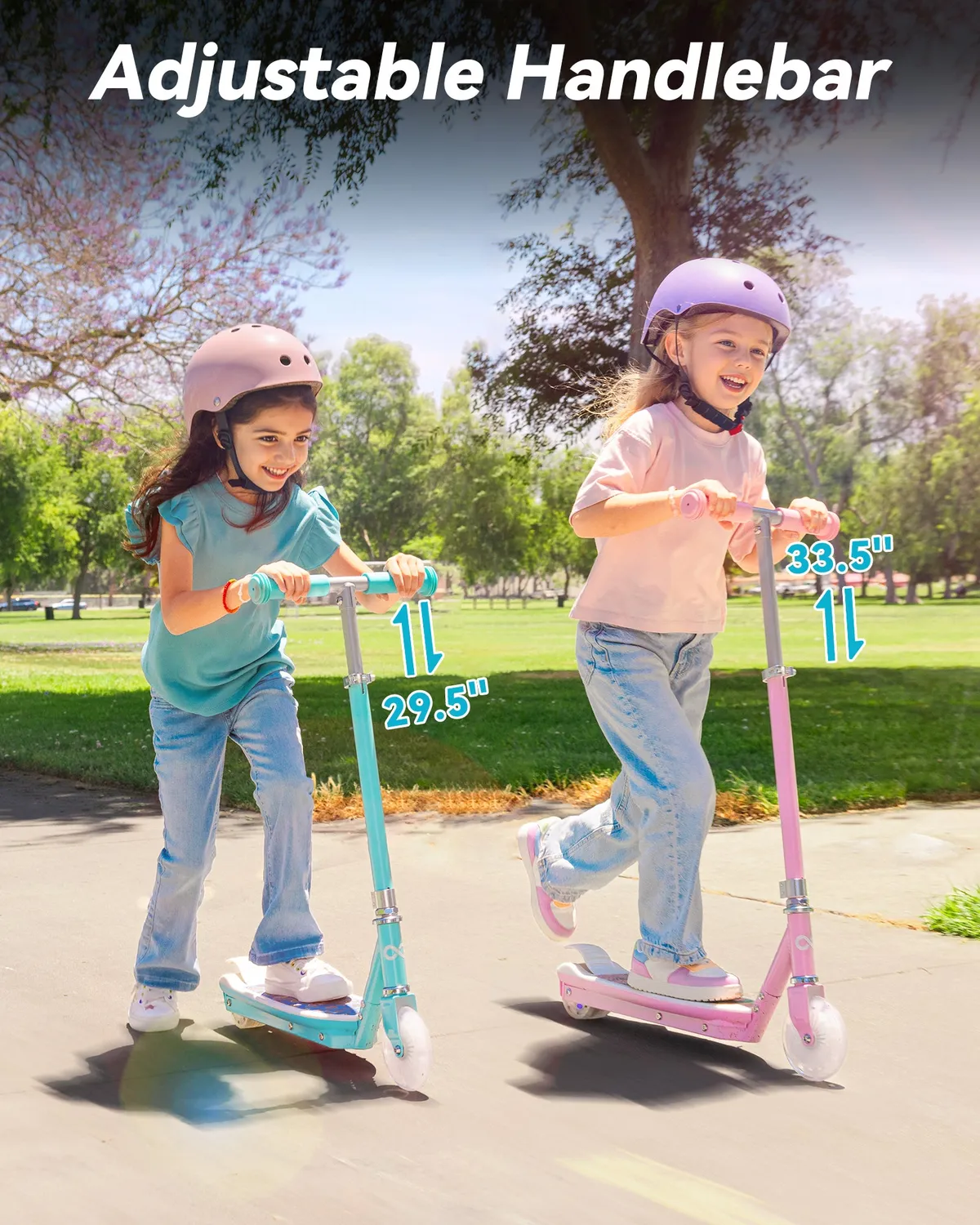 Gyroor trottinette électrique enfant bleu aqua 8 km/h LED