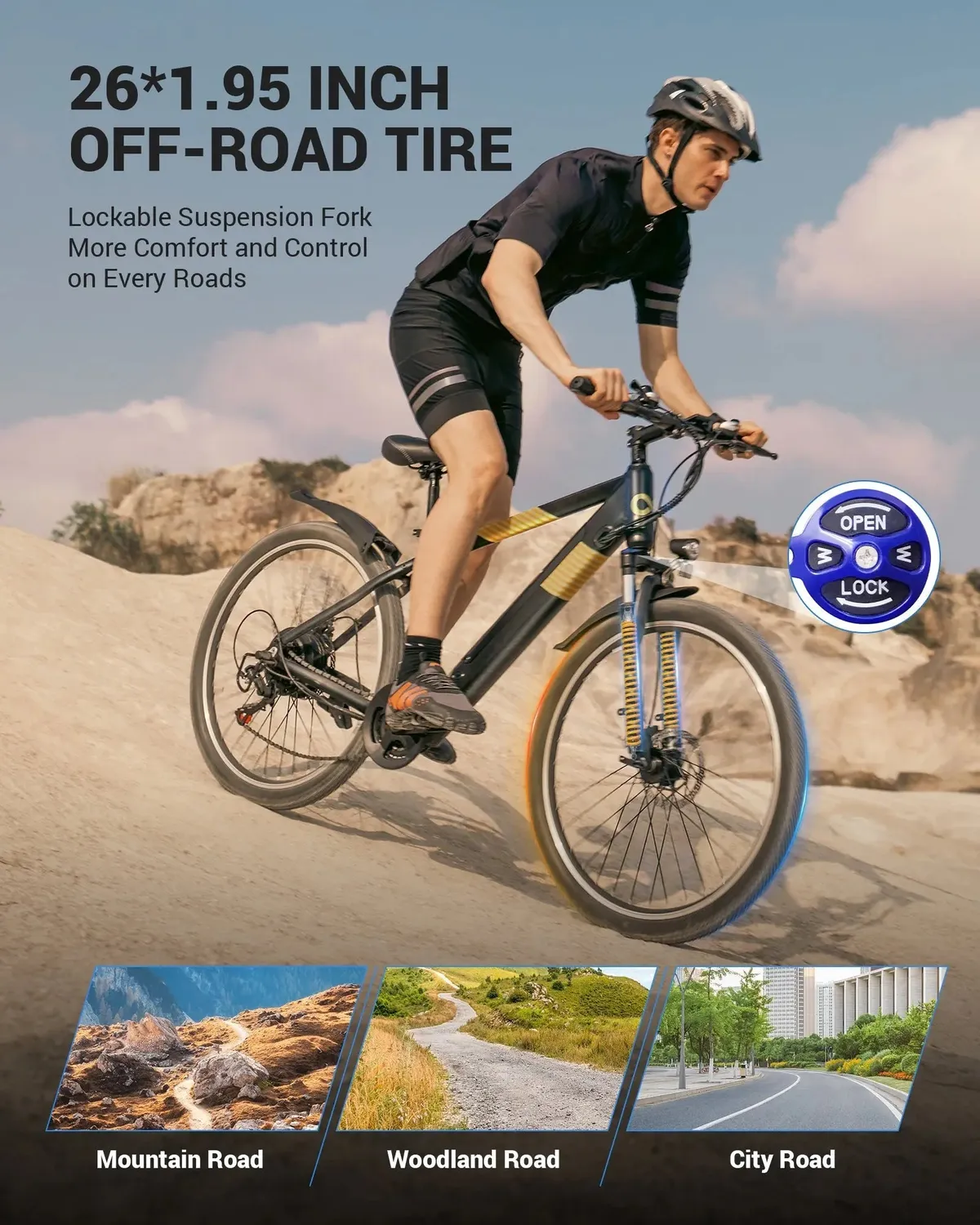 Gyroor EB263 vélo électrique Noir 26 pouces 550 W