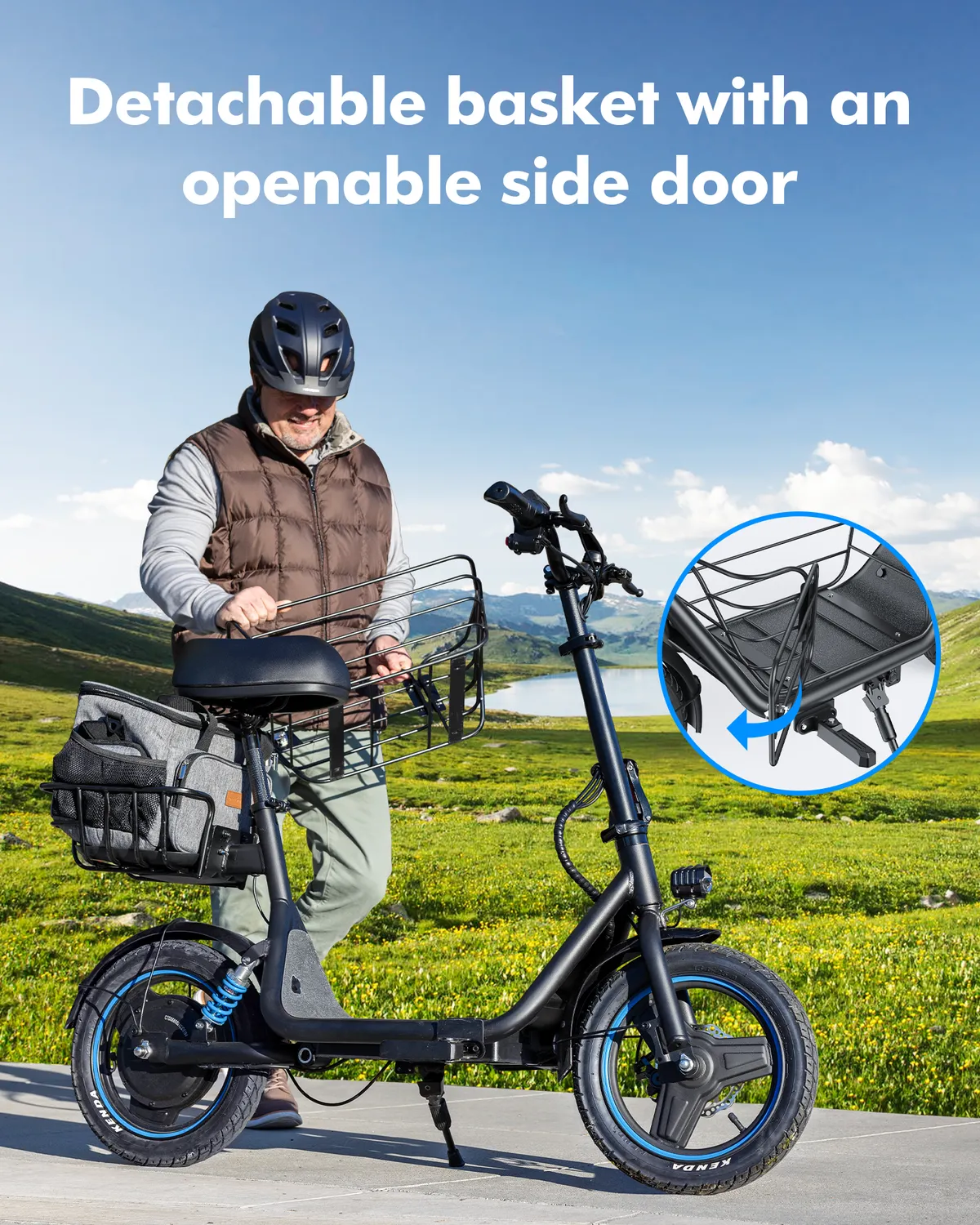Gyroor trottinette électrique cargo panier 1000W